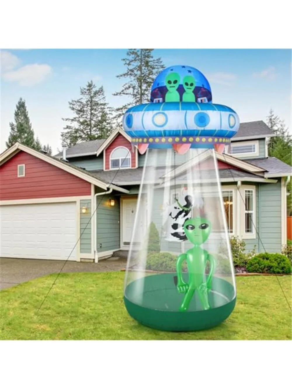 Lunmon 9 FT Halloween UFO Cow Alien Inflatable Outdoor Decor with LED